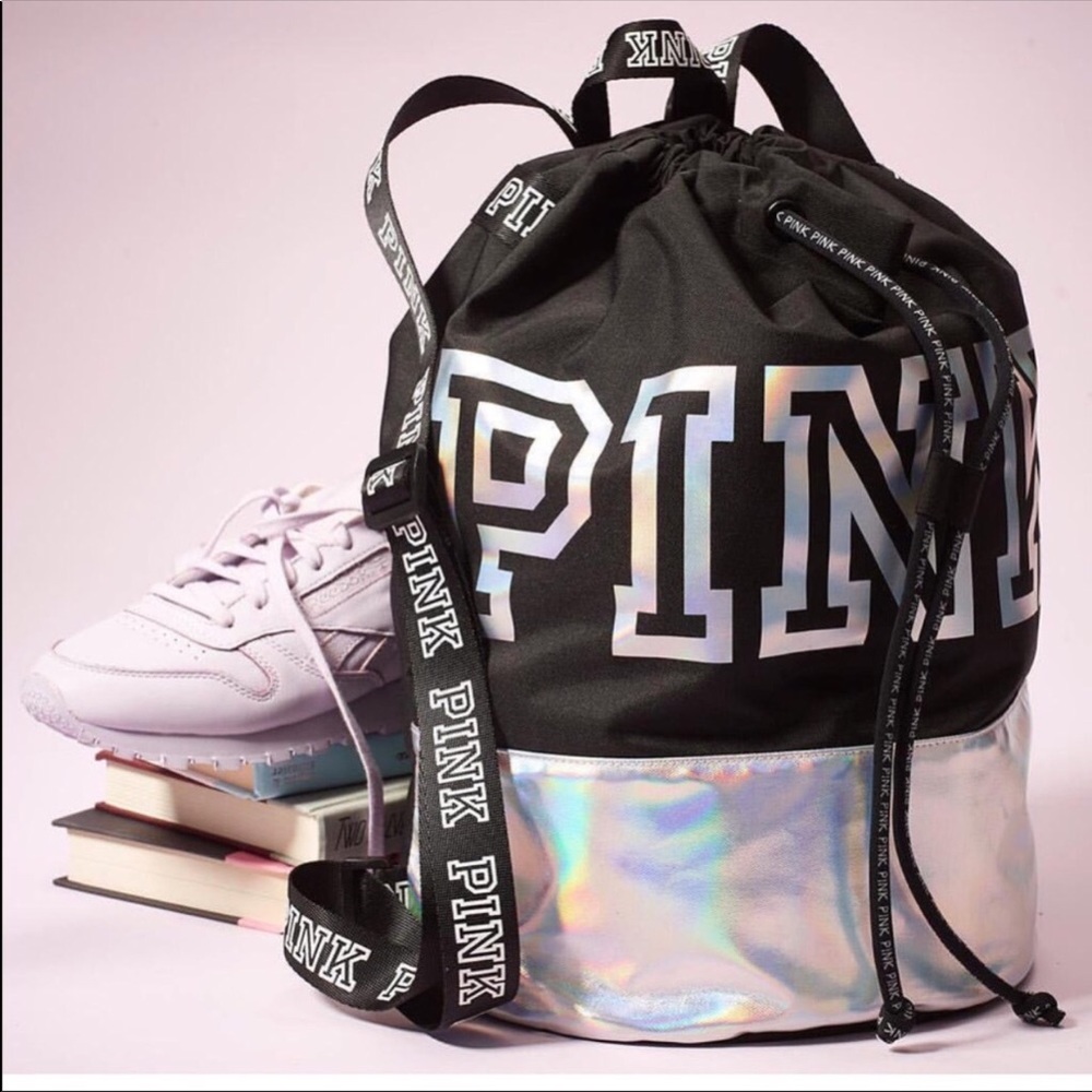 NWT Victoria’s Secret PINK Metallic Drawstring Bag